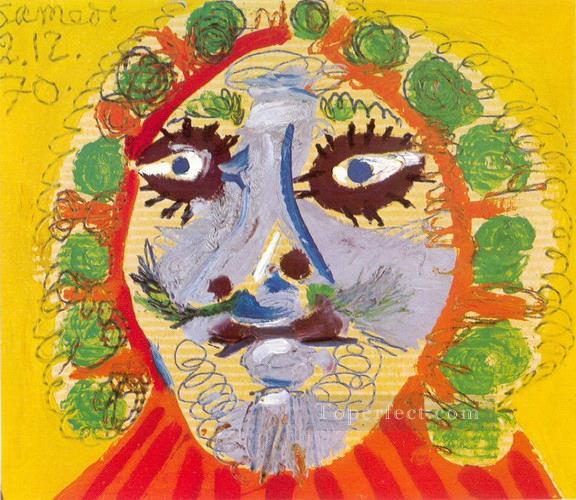 人間の頭の顔 1970 年キュビスト パブロ ピカソ油絵